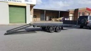 20160608 130044 scaled December 8, 2023 | 16x8 Tabletop Flatbed Car Carrier Trailer with Slide-Out Ramps and 2800kgs ATM